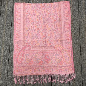 WJ005  Faux Cashmere Paisley Embroidered Tassel Scarf