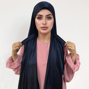 Plain Glossy Crinkle Polyester Jersey Hijab - Model View 2