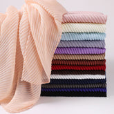 W-0008 plain pleated TR cotton linen hijab scarf