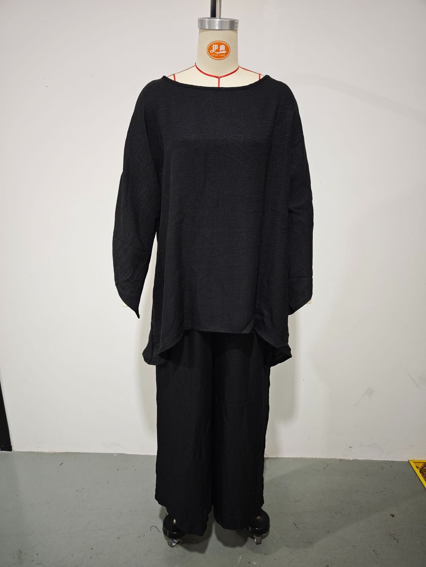 GS-30910  Women Simple Loose Linen Blend Shirt Wide Leg Pants Set