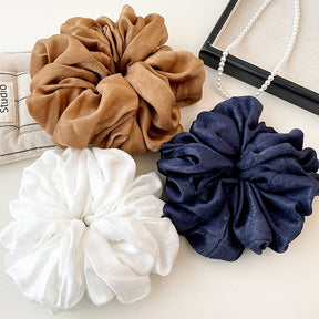 YF001  Oversized Crinkled Satin Scrunchie Hair Tie