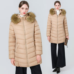 YAXF-8809  Women's Mid-Length Slim Winter Cotton-Padded Puffer Jacket