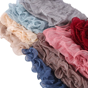 WJ090  Plain breathable bright silk bubble crepe hijab