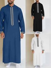 066  Simple long men's stand collar zipper abaya