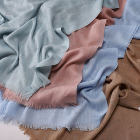 260602  Plain Soft Bamboo-Texture Yarn Short Fringe Hot-Fix Crystal Hijab