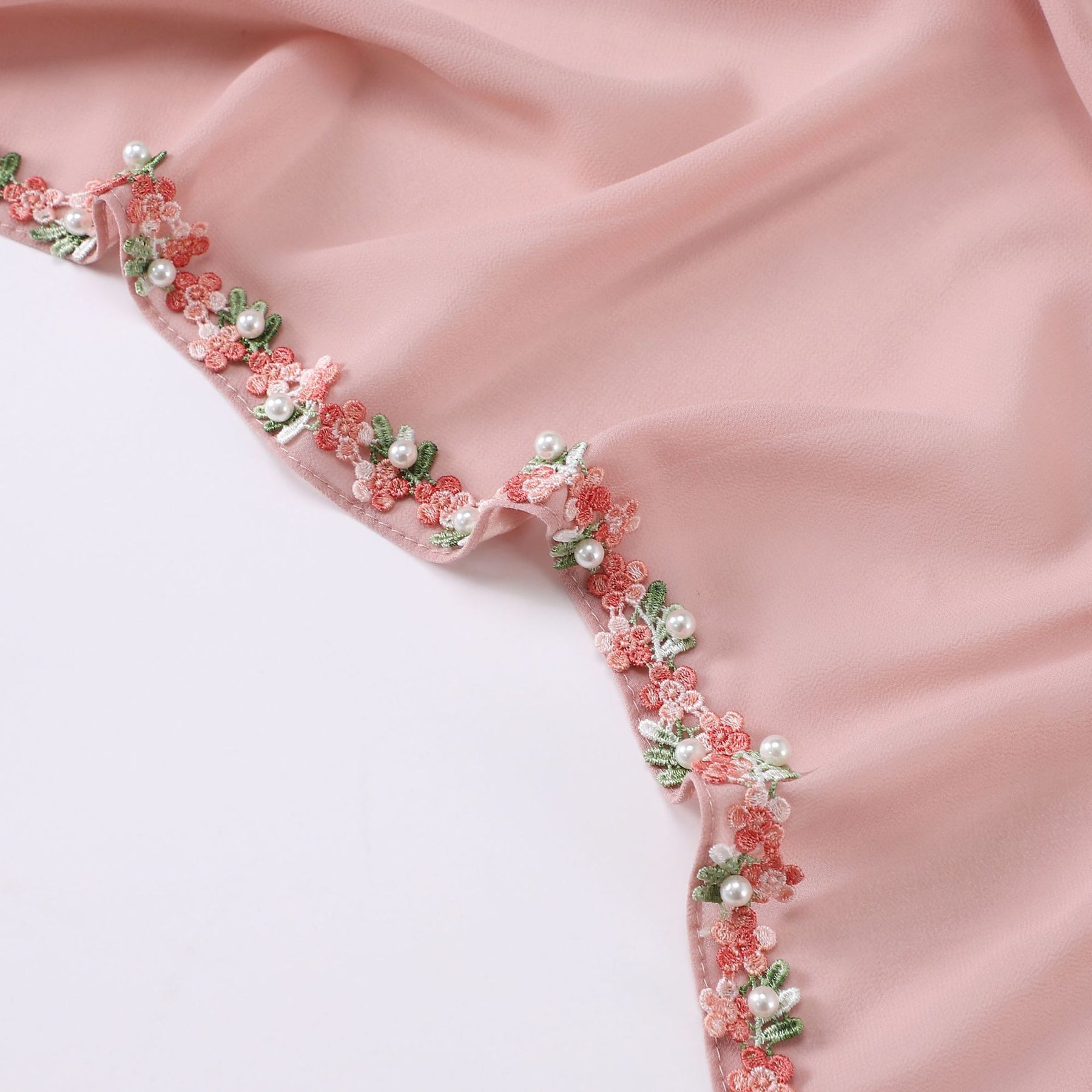 W-0110 plain pearl chiffon lace Nail bead kerchief hijab scarf