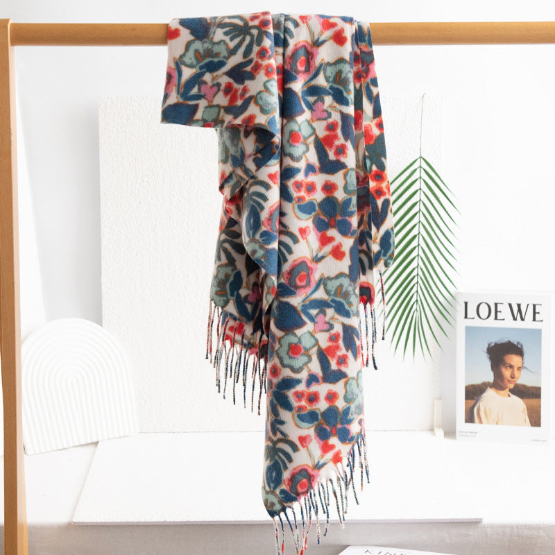 FH24-5760 Luxury printed tassel scarf