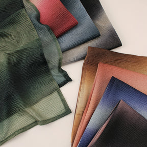 Z0A70006  Striped gradient pleated scarf - MOQ:2