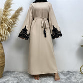 6371 Lace stitching muslim abaya dress