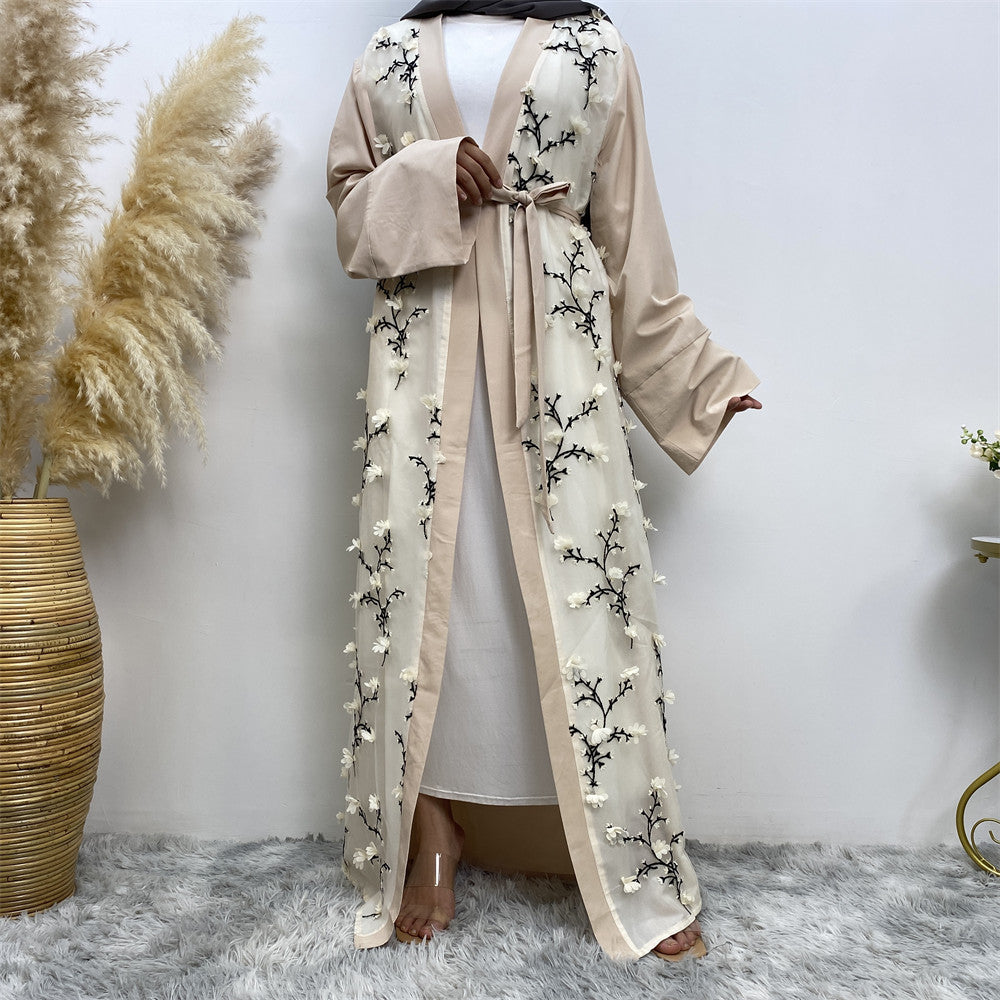 1789 Floral embroidery muslim abaya dress