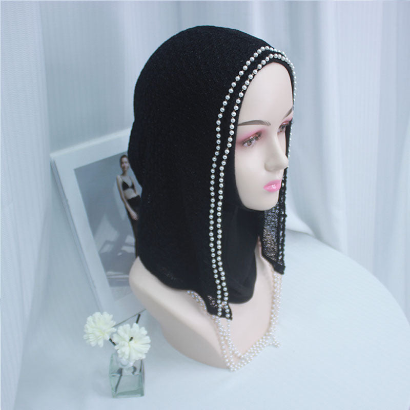PTKCM  Fashion Beaded Chain Hollow-out Woolen Jersey Cap