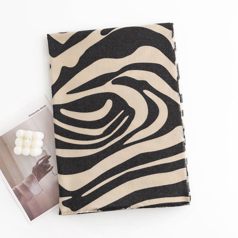 FH23-5106 zebra print winter scarf