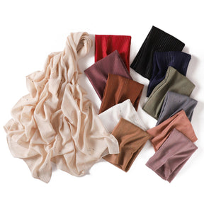 YZ340  Plain Striped Color Thread Polyester Hijab