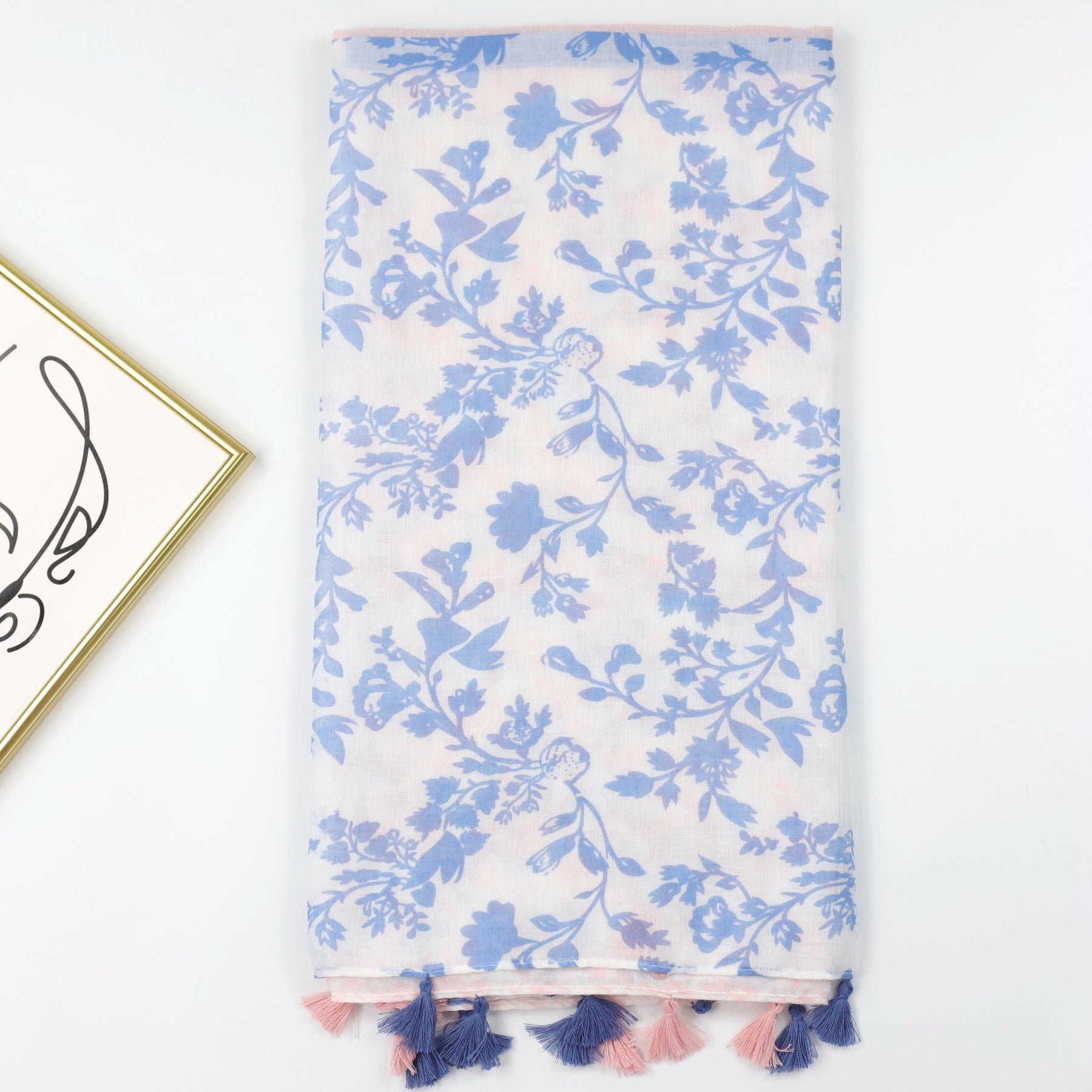 JY230506 Flower leaf printed voile scarf