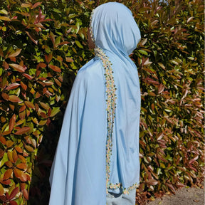 JBHBHB  Elegant Versatile Plain Colorful Embroidered-Edge Liquid Jersey Hijab