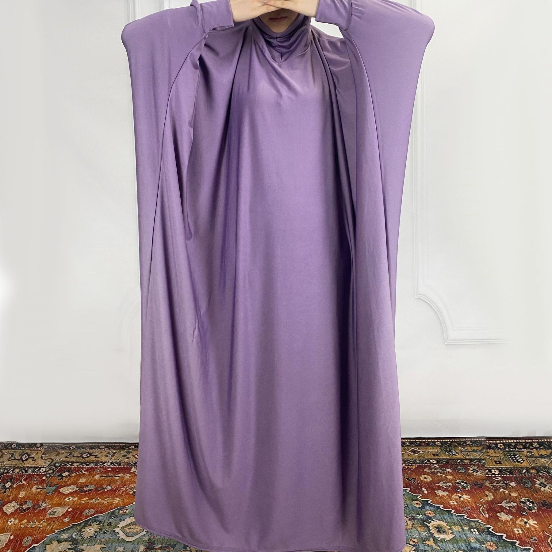 abaya 001 Arabian robe one-piece hooded solid color bat sleeves plus size dress abaya