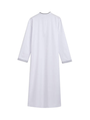 1134017  Loose Fit Embroidered White Casual Men's Abaya