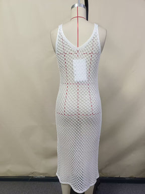 82492  Beach Dress Solid Color Sexy Knitted Beach Bikini Swimsuit (MOQ:3)
