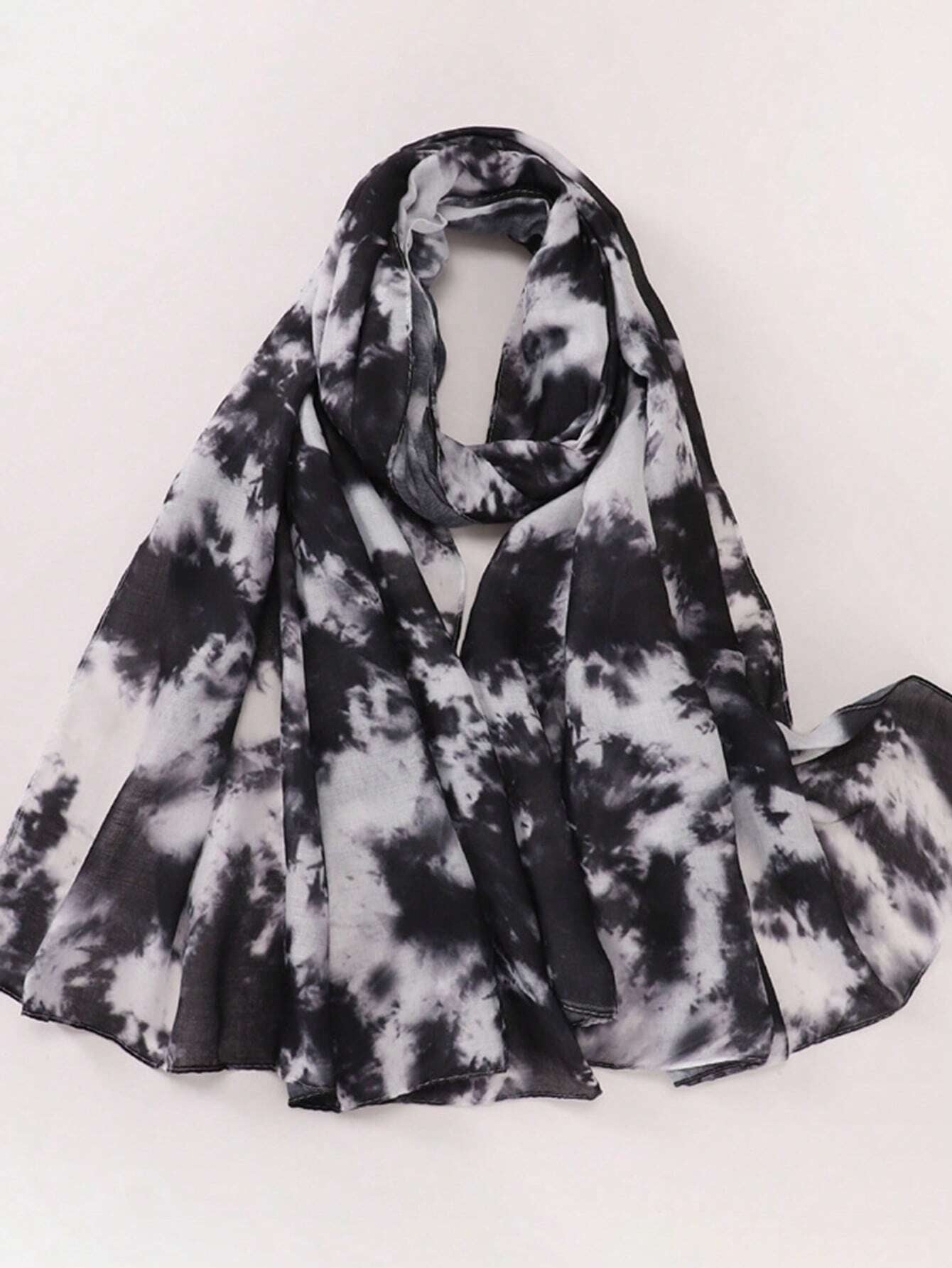 MYM32 Modal black and white mixed color print scarf/hijab