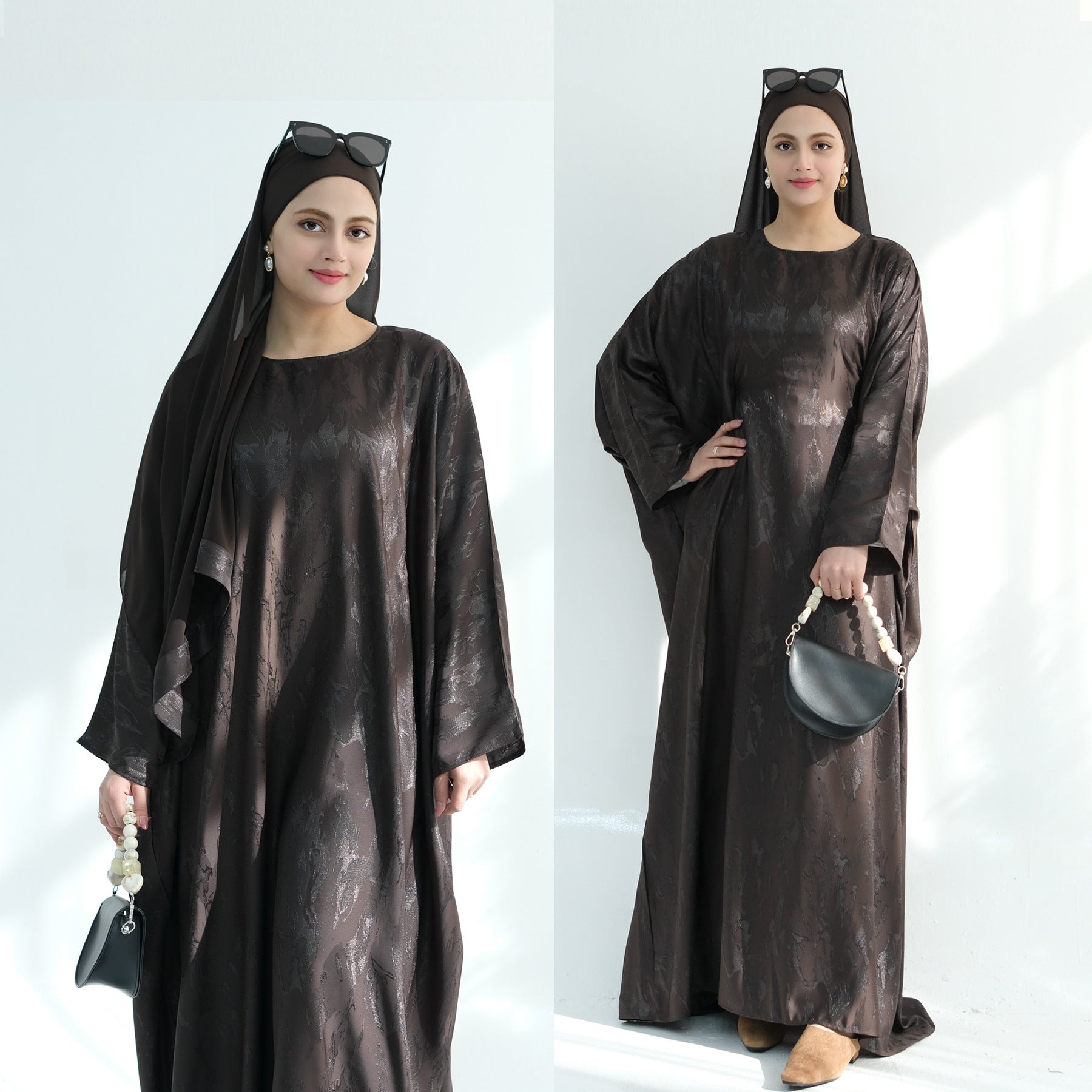 LRDB002  Fashionable printed plus size dress + hijab 2-piece set