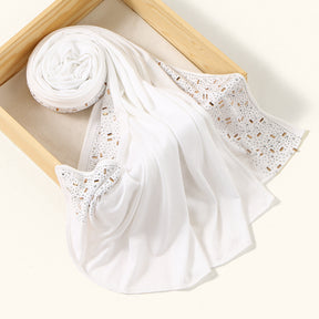 YW425  Mercerized Cotton Special-Shaped Hotfix Rhinestone Hijab