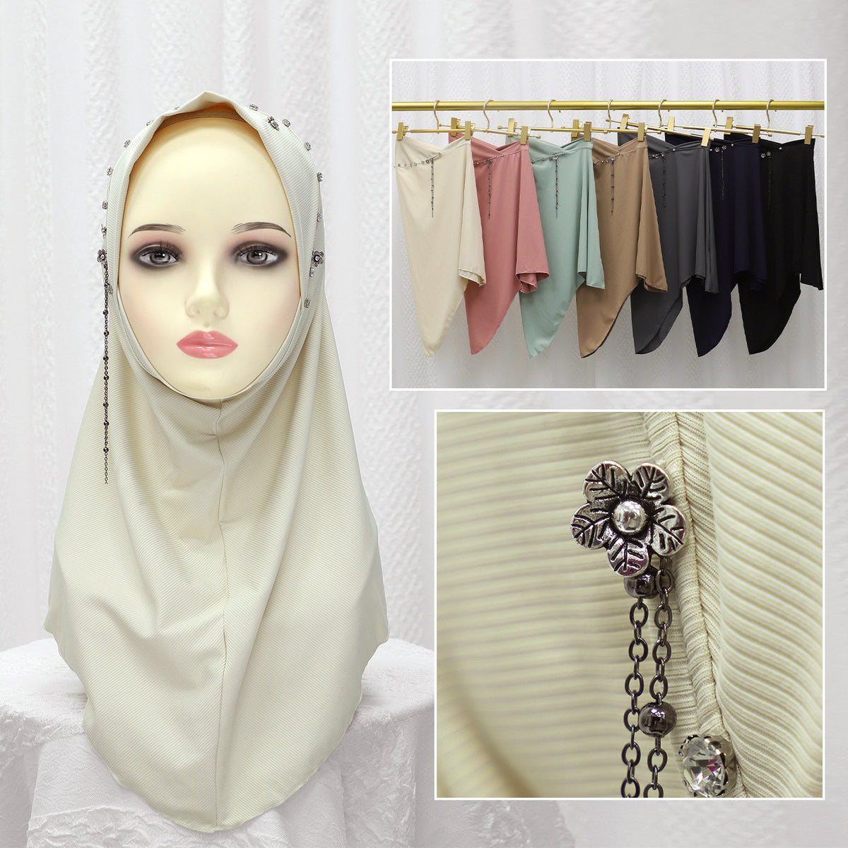 LN1027  Amazon solid color double-layer chiffon large swing headscarf solid color large headscarf