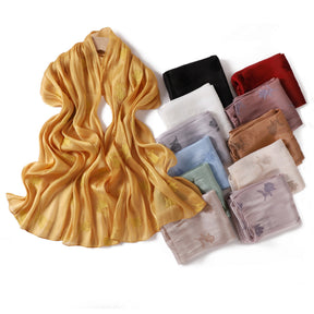 YZ330  Plain Sea Island Silk Embroidered Satin Hijab
