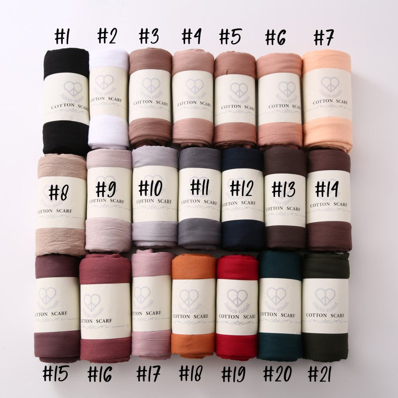 JSA167   Micro elastic crepe cotton blend rayon scarf sold 37 colors across Europe and the United