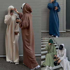 LR921  Plain Hooded Sweatshirt Dress