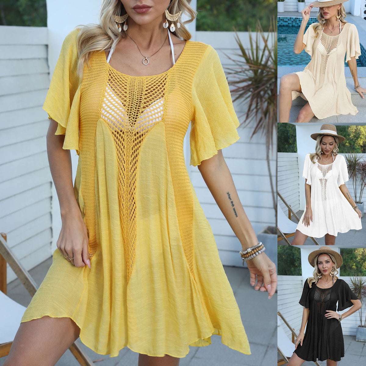 Z960  Woven patchwork irregular dress