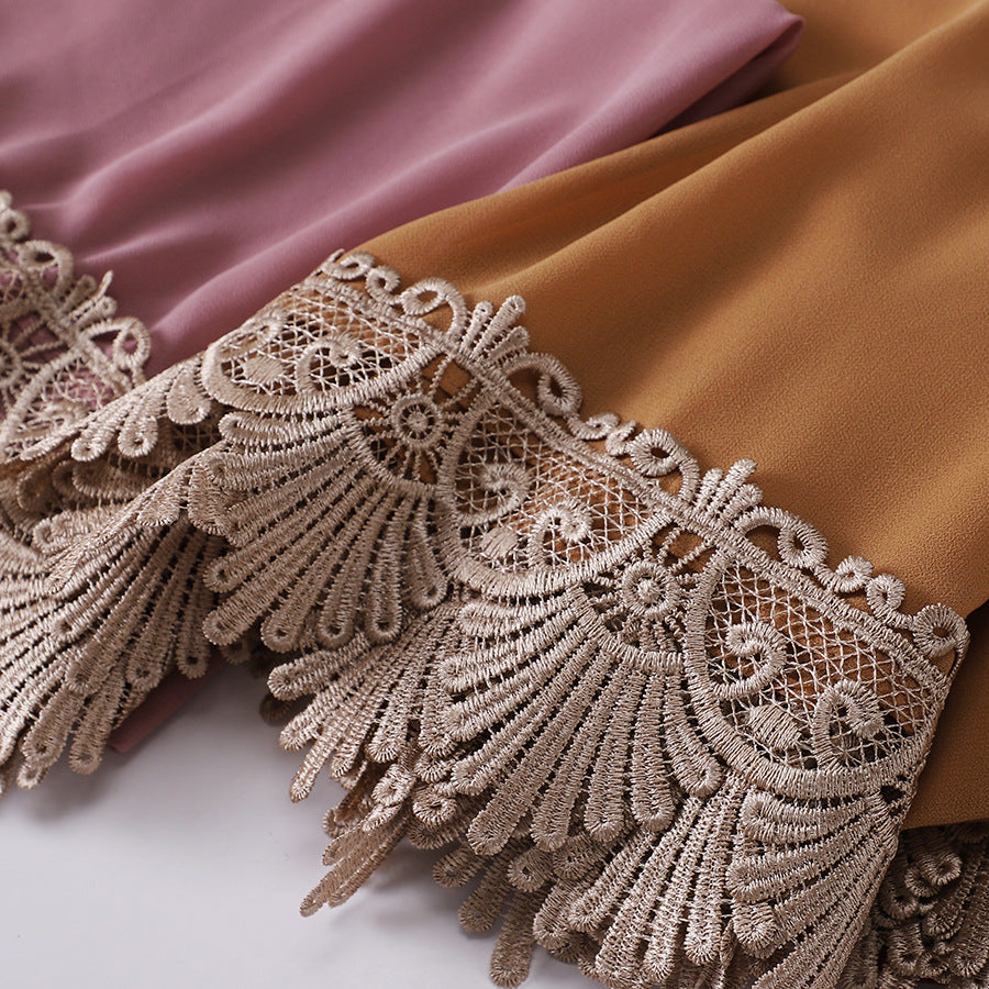 MSL229 plain lace edge hijab scarf