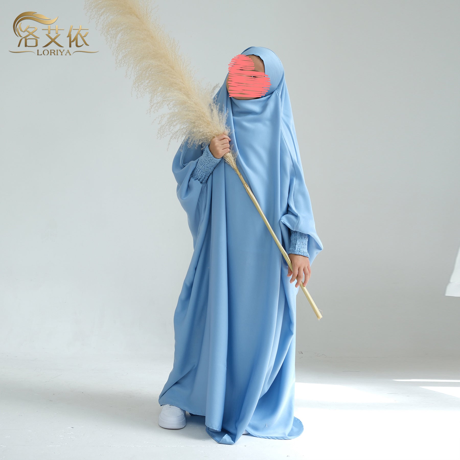 LR662  Children's solid color long gown dress  baby abaya  abaya