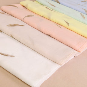 VS012 Feather embroidery plain cotton hijab scarf