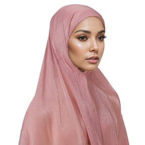 MSL355  Adjustable Cotton Jersey Muslim Cap+Island Satin Crepe Long Scarf