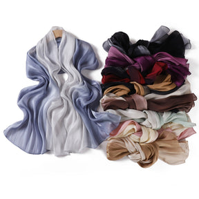 YZ313  Shimmering Ombre Sea Island Satin Crinkle Polyester Hijab