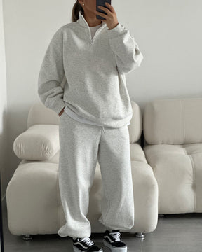 C56300  Women's Oversized Half-Zip Sweatshirt & Drawstring Sweatpants Set