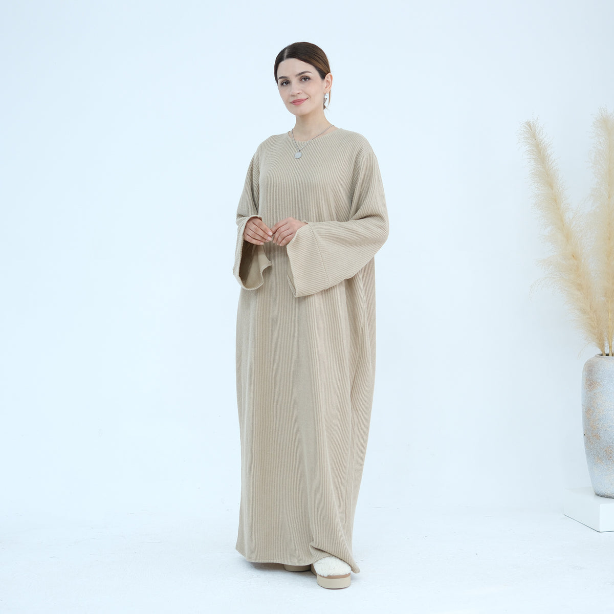 LR912  Fall/Winter Thickened Polyester-Spandex Knit Sweater Dress