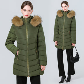 YAXF-8809  Women's Mid-Length Slim Winter Cotton-Padded Puffer Jacket