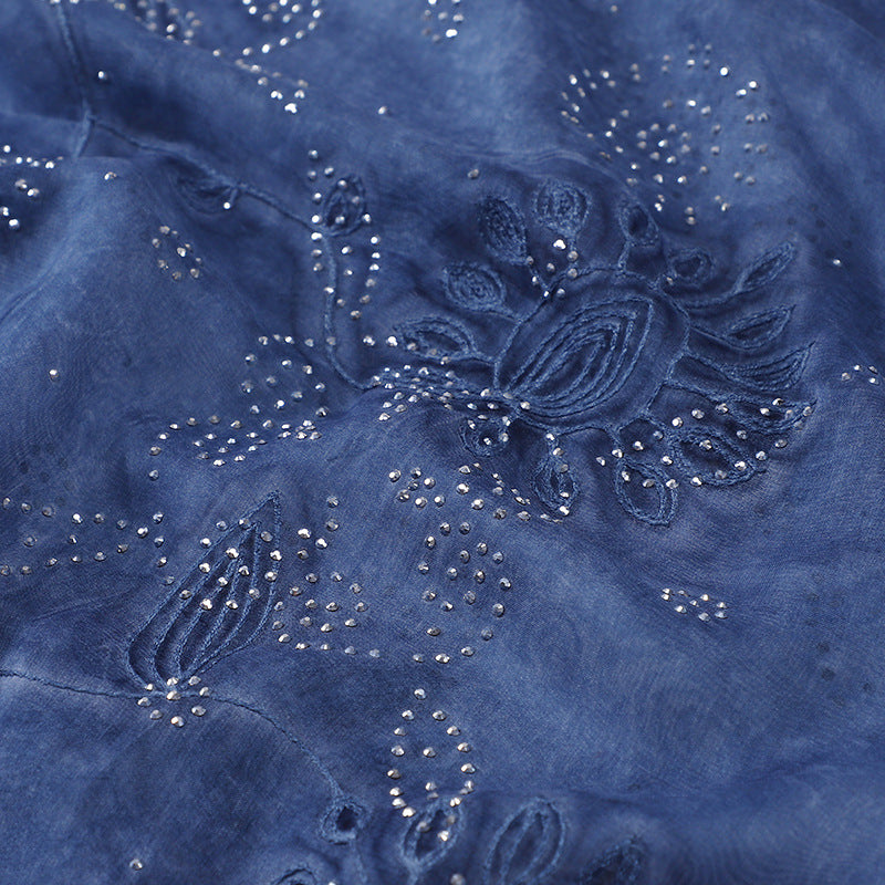 MSL231  Plain Polyester Embroidered Rhinestone Hijab