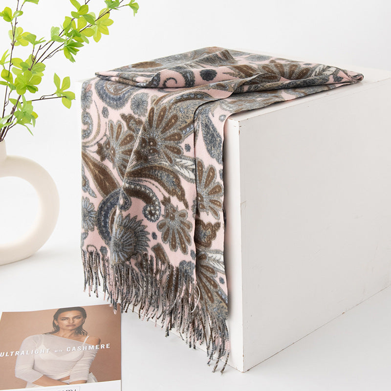 FH24-5755 Colorblock Cashew Print Ethnic Scarf