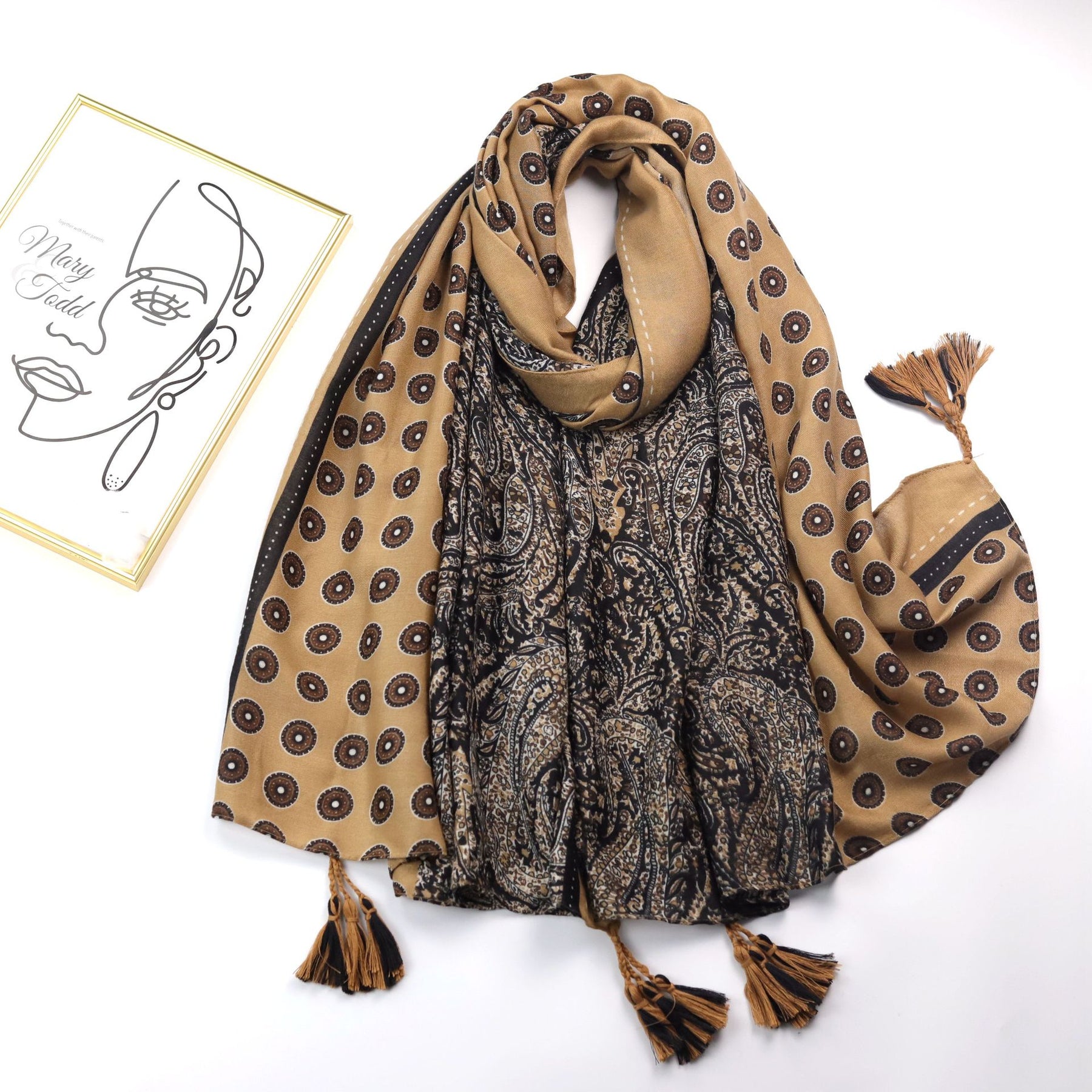 JY220912 Cashew flowers printed scarf