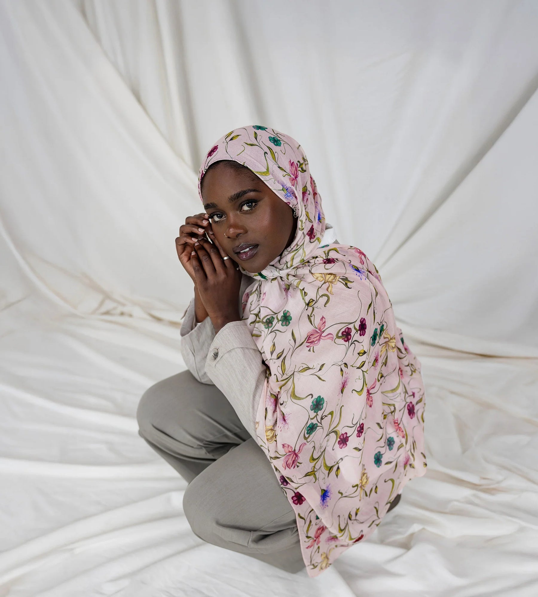 MY101  Modal floral hijab