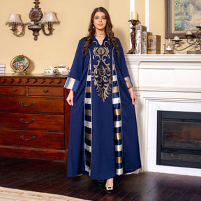 AB052 embroidery stripe muslim abaya