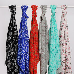 MSL358  Rose flower print hijab (MOQ:2 pieces)