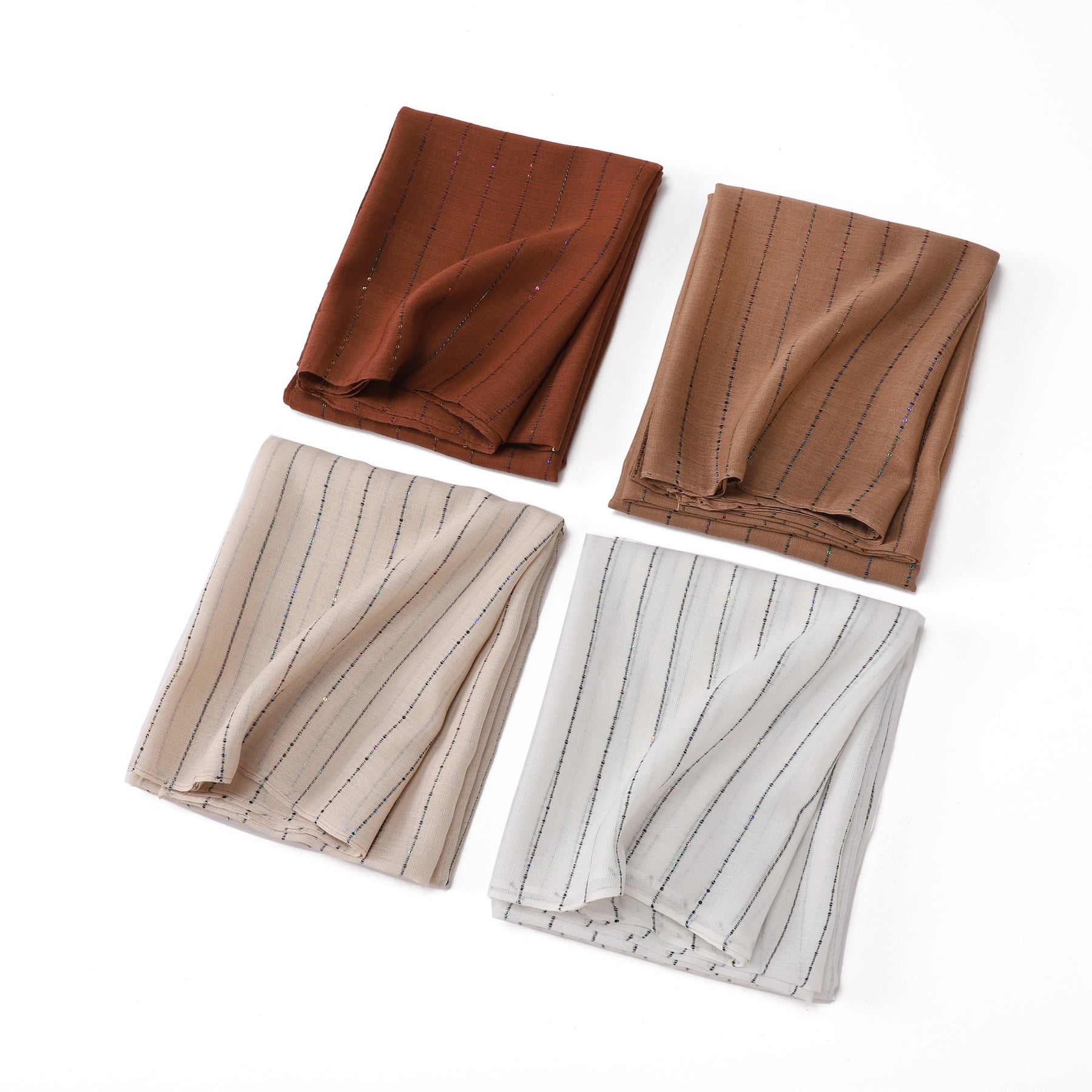 YZ328  Striped Colorful Sequin Cotton Linen Hijab