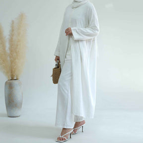 LR924  Plain Linen-Cotton Abaya Set