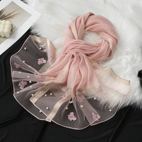 MZ070,71,72  Organza Pearl-Studded Women’s Sun Protection Scarf