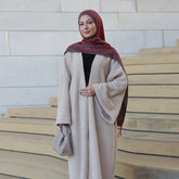 LR1125  Thick Winter Abaya Cardigan with Belt