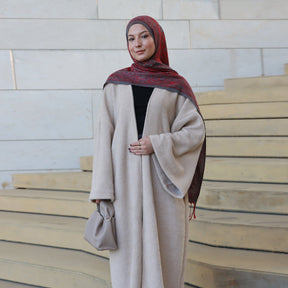 LR1125  Thick Winter Abaya Cardigan with Belt
