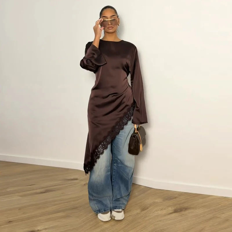 T04  Casual Fashion Slim Fit Abaya Long Dress